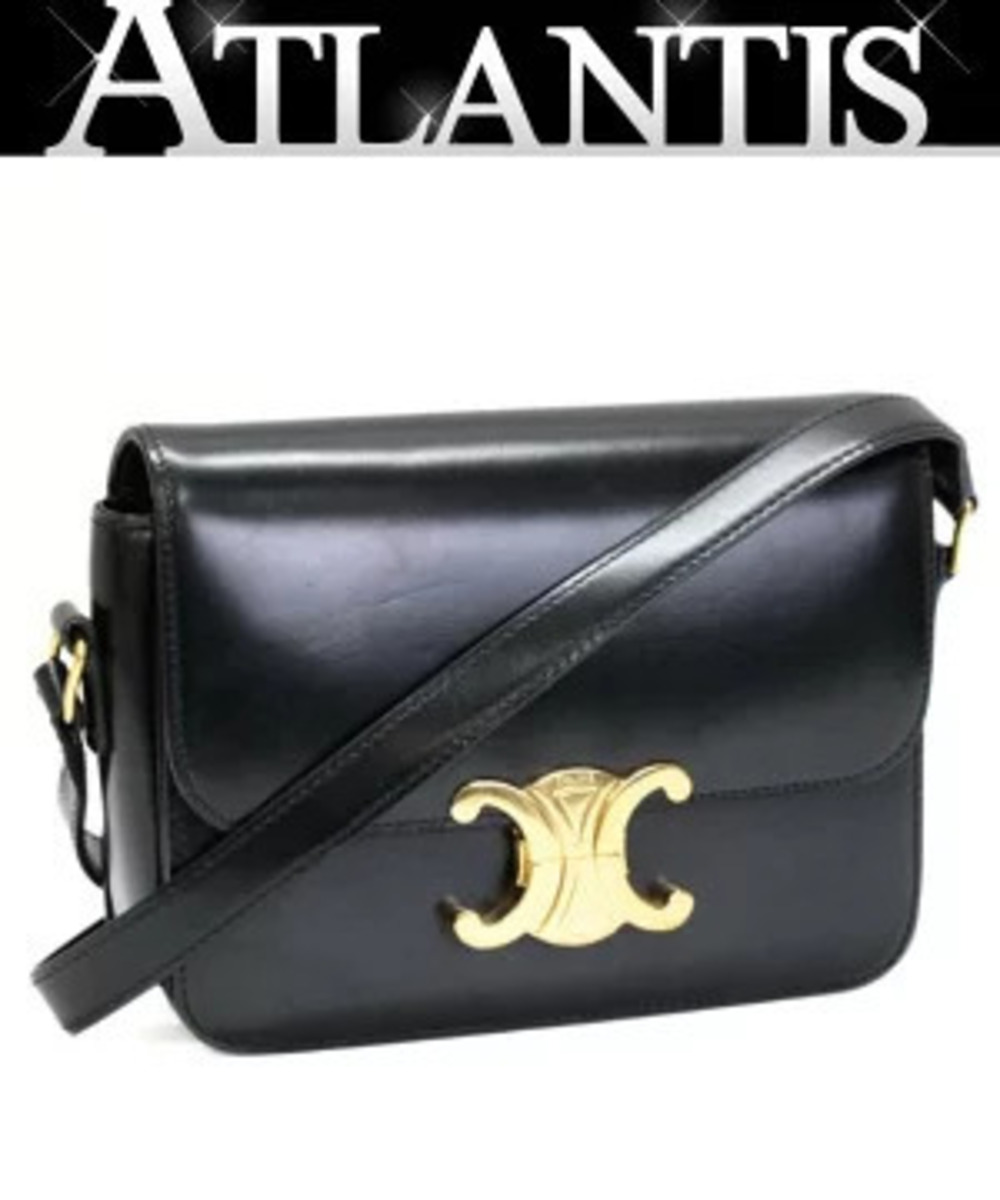 Celine Teen Triomphe Shoulder Bag Calfskin Black